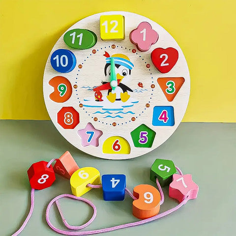 Wooden puzzle clock for kids